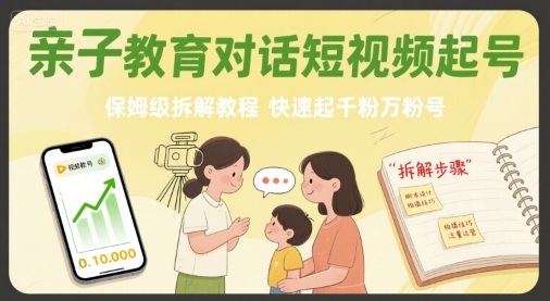 亲子教育对话短视频起号，保姆级拆解教程，快速起千粉万粉号-听风云网创