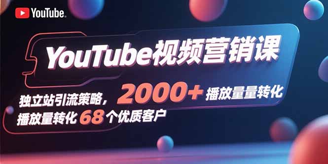 YouTube视频营销课，独立站引流策略，2000+播放量转化68个优质客户-听风云网创