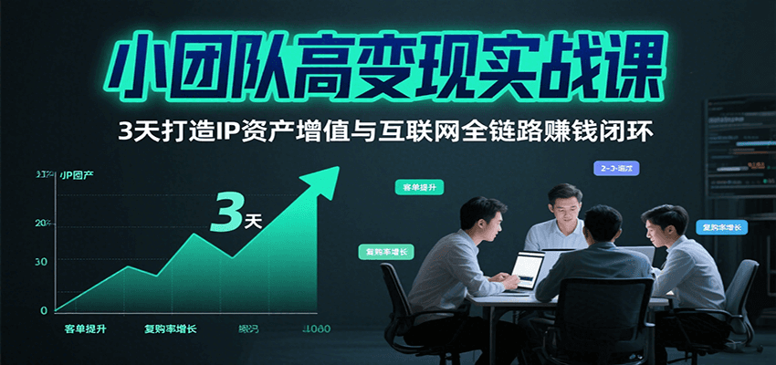 小团队高变现实战课，3天打造IP资产增值与互联网全链路赚钱闭环(第二期)-听风云网创