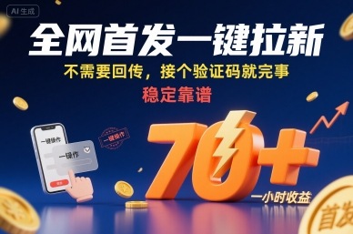 全网首发一键拉新项目,不需要回传,接个验证码就完事,稳定靠谱,一小时收益70+【揭秘】-听风云网创