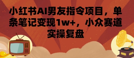 小红书AI男友指令项目，单条笔记变现1w+，小众赛道实操复盘-听风云网创