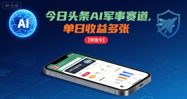 今日头条AI军事赛道，单日收益多张 ，手机可做【附指令】-听风云网创