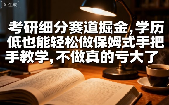 考研细分赛道掘金，日入1k+，学历低也能轻松做保姆式手把手教学，不做真的亏大了【揭秘】-听风云网创