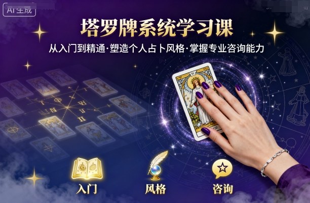 塔罗牌系统学习课,助你从入门到精通,塑造个人占卜风格,掌握专业咨询能力-听风云网创