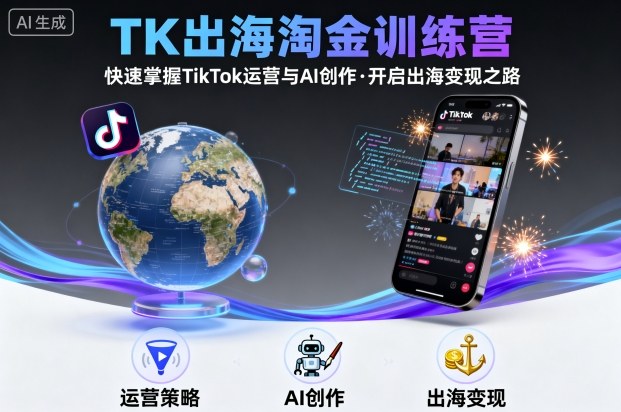 TK出海淘金训练营,助你快速掌握TikTok运营与AI创作,开启出海变现之路-听风云网创