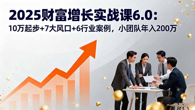 2025财富增长实战课6.0:10万起步+7大风口+6行业案例,小团队年入200万-听风云网创