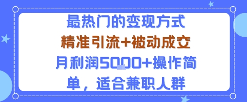 小众赛道玩法:当下最热门的变现方式,精准引流+被动成交月利润5k+操作简单,适合兼职人群-听风云网创