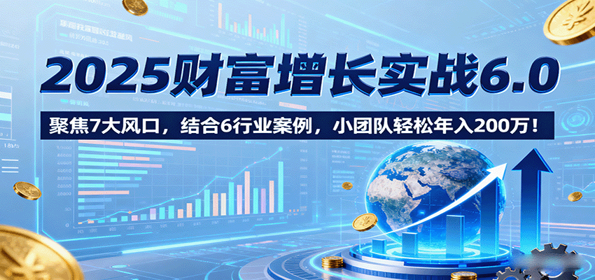 2025财富增长实战6.0,聚焦7大风口,结合6行业案例,小团队轻松年入200万!-听风云网创