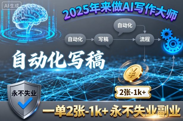 2025年来做AI写作大师,自动化写稿,一单2张-1k+,永不失业副业-听风云网创