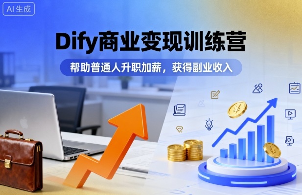 Dify商业变现训练营，帮助普通人升职加薪，获得副业收入-听风云网创