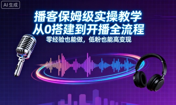 播客保姆级实操教学,从0搭建到开播全流程,零经验也能做,低粉也能高变现-听风云网创